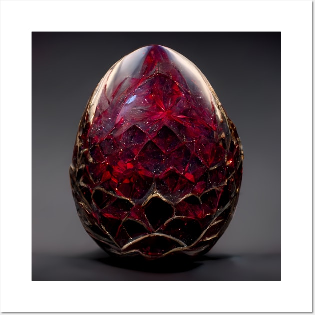 Ruby Dragon Egg Wall Art by Happy Woofmas